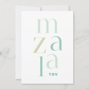 Tarjeta Festiva Mazel Tov felicita al hebreo verde
