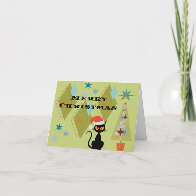 Tarjeta Festiva MCM Black Cat Merry Christmas (Anverso)
