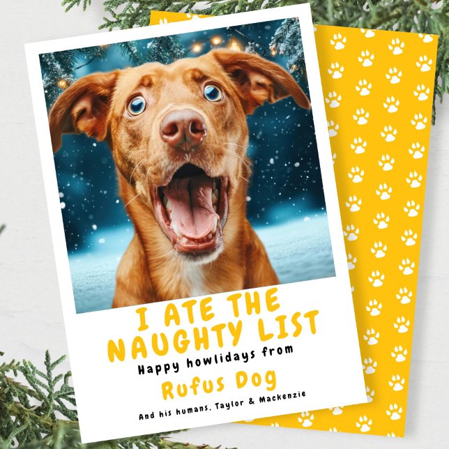 Tarjeta Festiva Me Comí La Fotos De Los Navidades De Perro De La L (I Ate The Naughty List Dog Christmas Photo Holiday Card
by Ricaso. Add dogs photo & your own text)