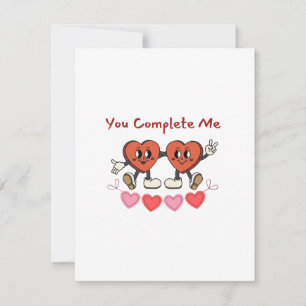 Tarjeta Festiva Me Completas con Dos Corazones de San Valentín en