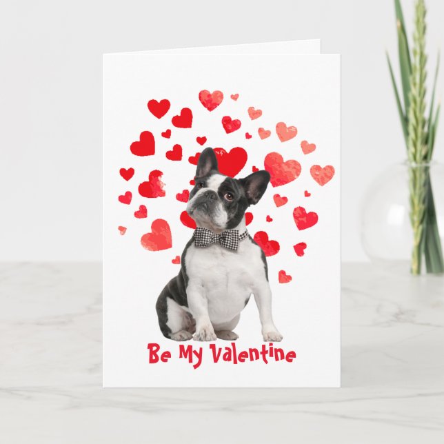 Tarjeta Festiva Me encanta Boston Terrier Dog Valentine (Anverso)