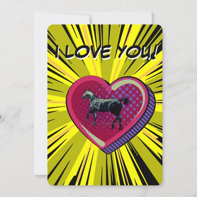TARJETA FESTIVA ME ENCANTA EL ESTILO DE COMIC HORSE (Anverso)
