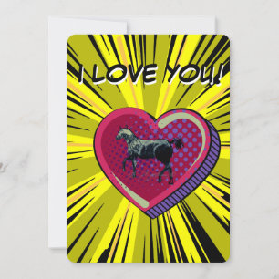 TARJETA FESTIVA ME ENCANTA EL ESTILO DE COMIC HORSE