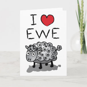 Tarjeta Festiva ¡Me Encanta Ewe! día de San Valentín