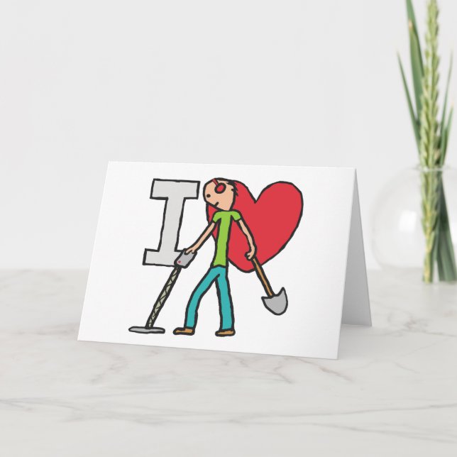 Tarjeta Festiva Me encanta la detección Metalizado (Anverso)