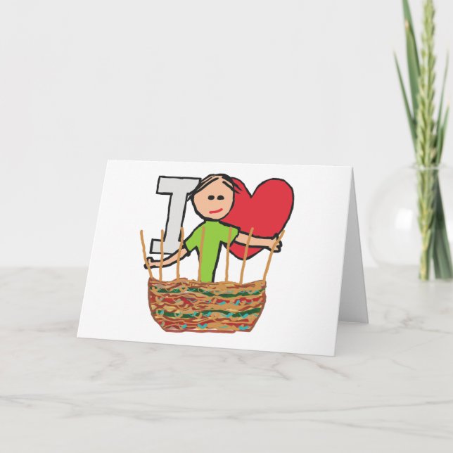 Tarjeta Festiva Me encanta tejer cestas (Anverso)