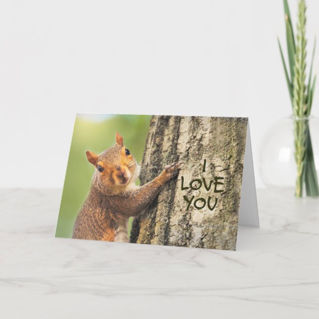 Tarjeta Festiva Me Encanta Tu Cute Squirrel Climburgo Fotografía D (Anverso)
