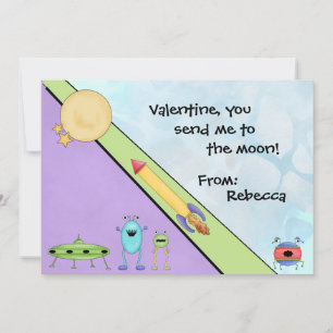 Tarjeta Festiva Me Envías a la Luna San Valentín Aula