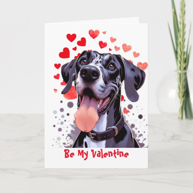 Tarjeta Festiva Me Gusta Amarte Gran Perro Dane Valentine (Anverso)