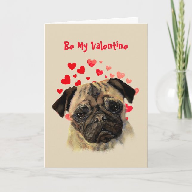 Tarjeta Festiva Me Gusta Amarte Perro Pug Valentine (Anverso)