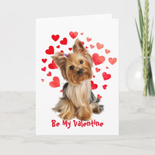 Tarjeta Festiva Me Gusta Amarte Perro Yorkie Valentine (Anverso)