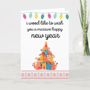 Tarjeta Festiva me gusta desearles un año nuevo masivo y feliz