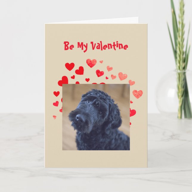 Tarjeta Festiva Me Gusta Que Te Ama Cute Black Dog Valentine (Anverso)