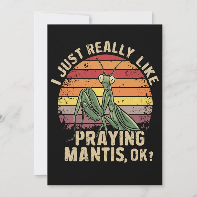 Tarjeta Festiva Me Gusta Realmente Orar A Los Mantis Bien Insectos (Anverso)
