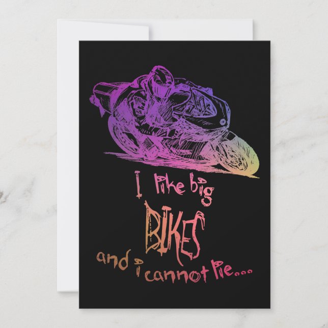 Tarjeta Festiva Me gustan las bicicletas grandes y no puedo mentir (Anverso)