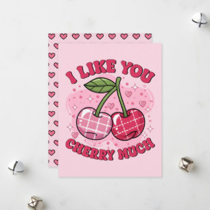 Tarjeta Festiva Me Gustas Mucho Cereza Dulce Retro San Valentín