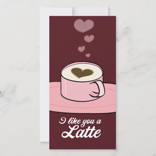 Tarjeta Festiva Me gustas un latte - San Valentín (Anverso)
