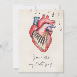 Tarjeta Festiva Me haces cantar el corazón feliz San Valentín