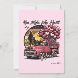 Tarjeta Festiva Me haces el corazón Haul Vintage Truck Valentine