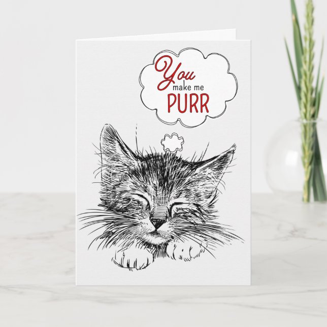 Tarjeta Festiva Me haces purgar el bosquejo de gato de San Valentí (Anverso)