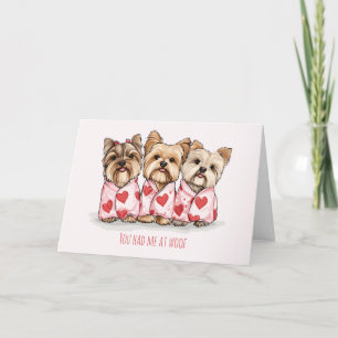 Tarjeta Festiva Me Tenías En Woof Día de San Valentín Yorkie Dogs