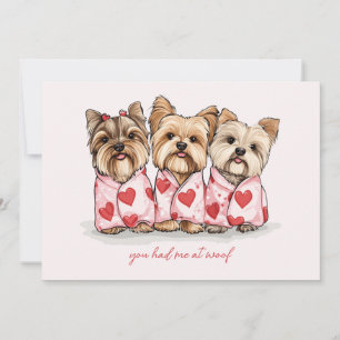 Tarjeta Festiva Me Tenías En Woof Día de San Valentín Yorkie Dogs