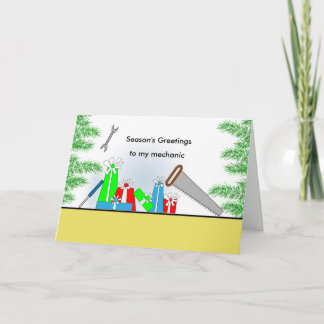 Tarjeta Festiva Mecánico, presentes retros del navidad,