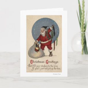 Tarjeta Festiva Media de relleno de Santa al borde