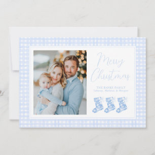 Tarjeta Festiva Medias de chinoiserie de acuarela azul elegante