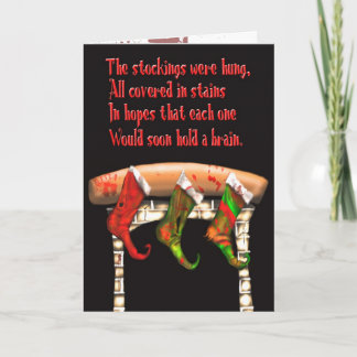 Tarjeta Festiva medias de navidades zombi