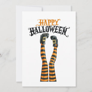 Tarjeta Festiva Medias de pierna de bruja a rayas Stocking Feliz H