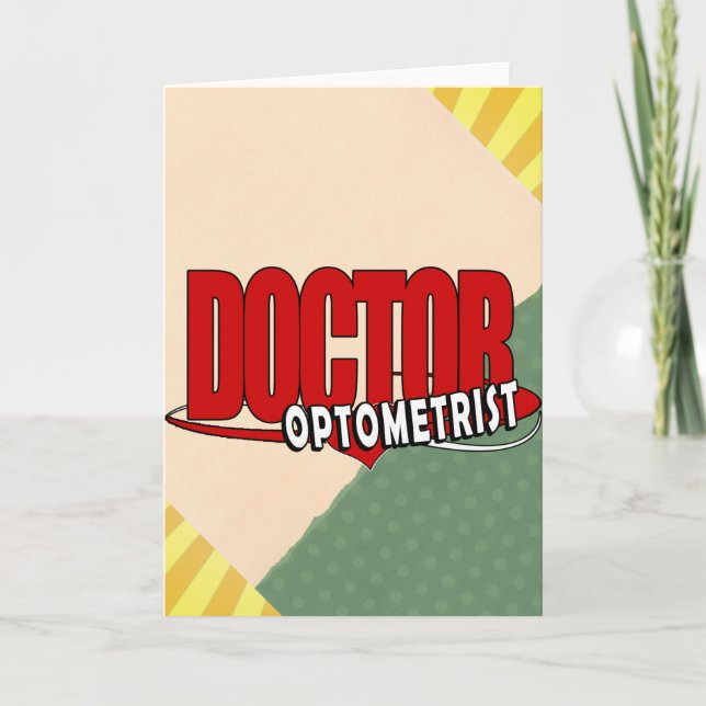 TARJETA FESTIVA MÉDICA DE LOGO OPTOMETRISTA GRAN ROJO (Anverso)