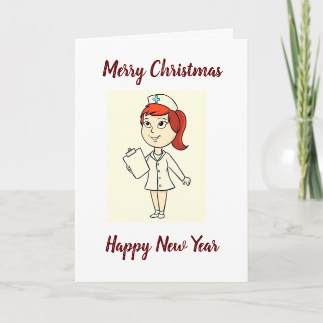 TARJETA FESTIVA ***MÉDICO FEMENINA*** EN NAVIDADES *PALABRAS HERMO (Anverso)