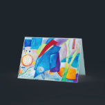 Tarjeta Festiva Meditación azul para el año<br><div class="desc">Pintura abstracta acrílica sobre lienzo expresa el ánimo meditativo de este año. Los colores son vivos y los objetos en la pintura parecen flotar en una realidad alternativa que es esperanzadora y desconocida</div>