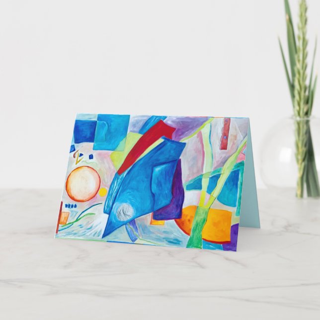 Tarjeta Festiva Meditación azul para el año (Anverso)