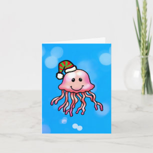 Tarjeta Festiva Medusa de Dibujos Animados Festiva y Adorable