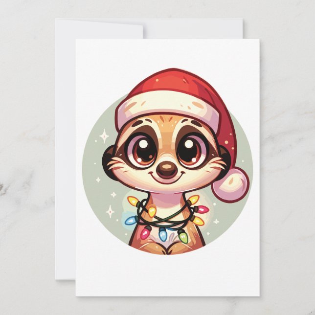 Tarjeta Festiva Meerkat Merry Christmas Winter Animals Meerkats (Anverso)