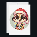 Tarjeta Festiva Meerkat Merry Christmas Winter Animals Meerkats<br><div class="desc">El Meerkat para Navidades con luces de hadas. Animales divertidos con luces y gorras de amigos para las vacaciones. Los Merkats son animales dulces y son perfectos para los Navidades. Perfecto para sus hijos en la temporada de navidades.</div>