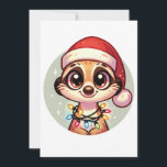 Tarjeta Festiva Meerkat Merry Christmas Winter Animals Meerkats<br><div class="desc">El Meerkat para Navidades con luces de hadas. Animales divertidos con luces y gorras de amigos para las vacaciones. Los Merkats son animales dulces y son perfectos para los Navidades. Perfecto para sus hijos en la temporada de navidades.</div>