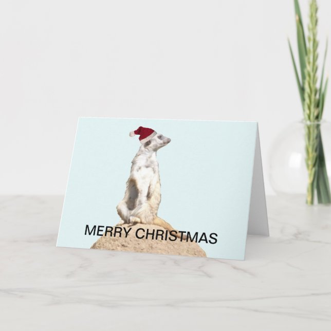 Tarjeta Festiva Meerkat Santa (Anverso)