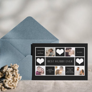 Tarjeta Festiva Mejor Collage de fotos de Hubby jamás Minimalista