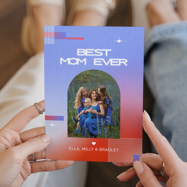 Tarjeta Festiva MEJOR FAMILIA Celeste del Día de la Madre (Subido por el creador)