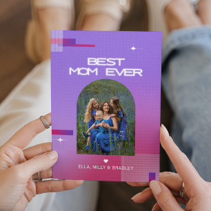 Tarjeta Festiva MEJOR FAMILIA Celeste del Día de la Madre
