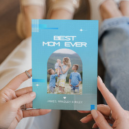 Tarjeta Festiva MEJOR FAMILIA Celeste del Día de la Madre