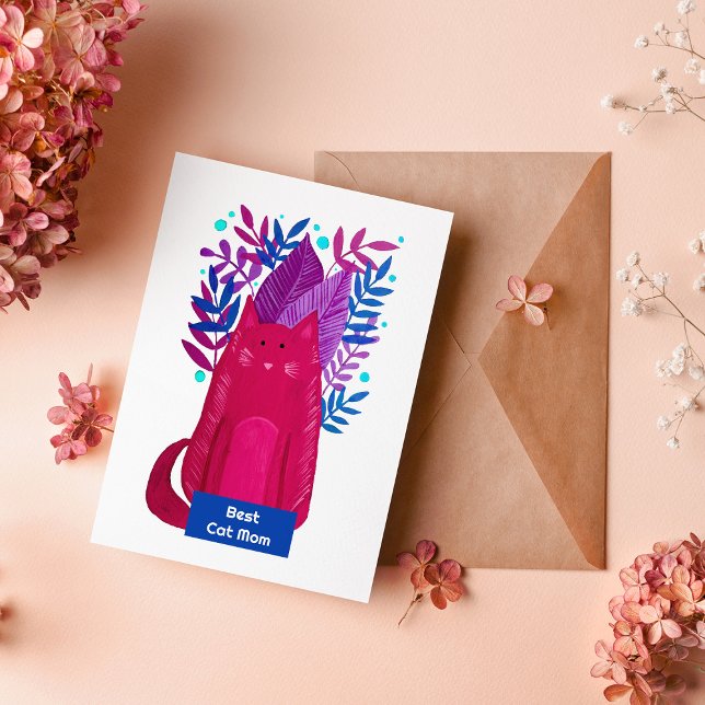 Tarjeta Festiva Mejor gato, gato y ramas de ilustracion (Subido por el creador)
