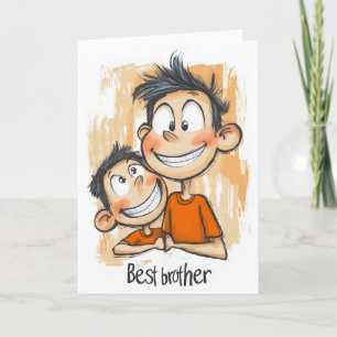 Tarjeta Festiva Mejor Hermano Familia Dibujos Animados Divertidos