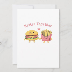 Tarjeta Festiva Mejor Juntos San Valentín Cute Kawaii Hamburguesa 