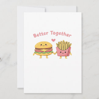Tarjeta Festiva Mejor Juntos San Valentín Cute Kawaii Hamburguesa 