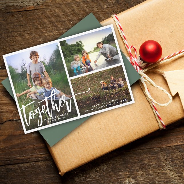 Tarjeta Festiva Mejor Juntos Tres Fotos (Better Together Three Photos Holiday Card)