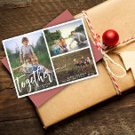 Tarjeta Festiva Mejor Juntos Tres Fotos<br><div class="desc">Moderna tarjeta de vacaciones de tres collage de fotos. Grabación de caligrafía con letras a mano sobre la foto.</div>